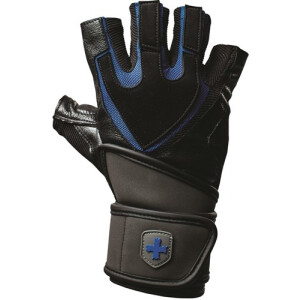 Harbinger men's training grip fitness handschoenen met wrist wrap - zwart/blauw